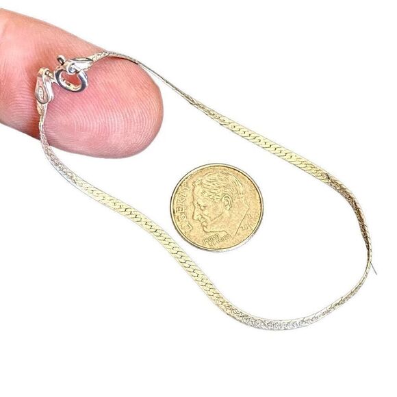 ARR Dainty Sterling 925 Silver 7” Herringbone Bracelet - Picture 2 of 8